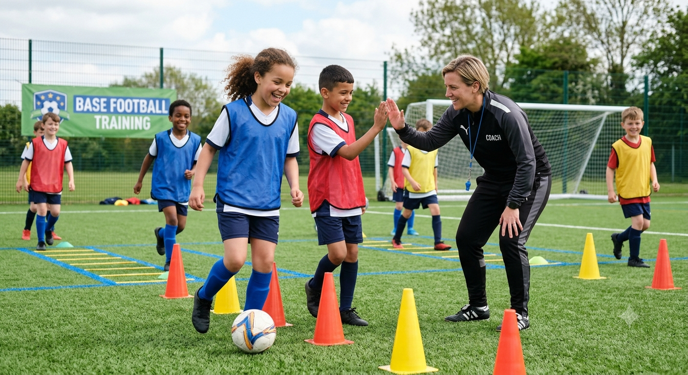 Entrenamiento de un equipo de fútbol base